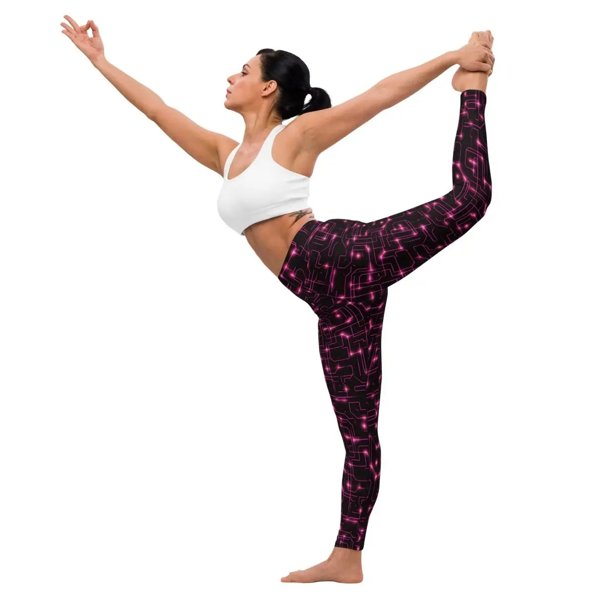 All-Over Print Pink Tron Yoga Leggings (women)