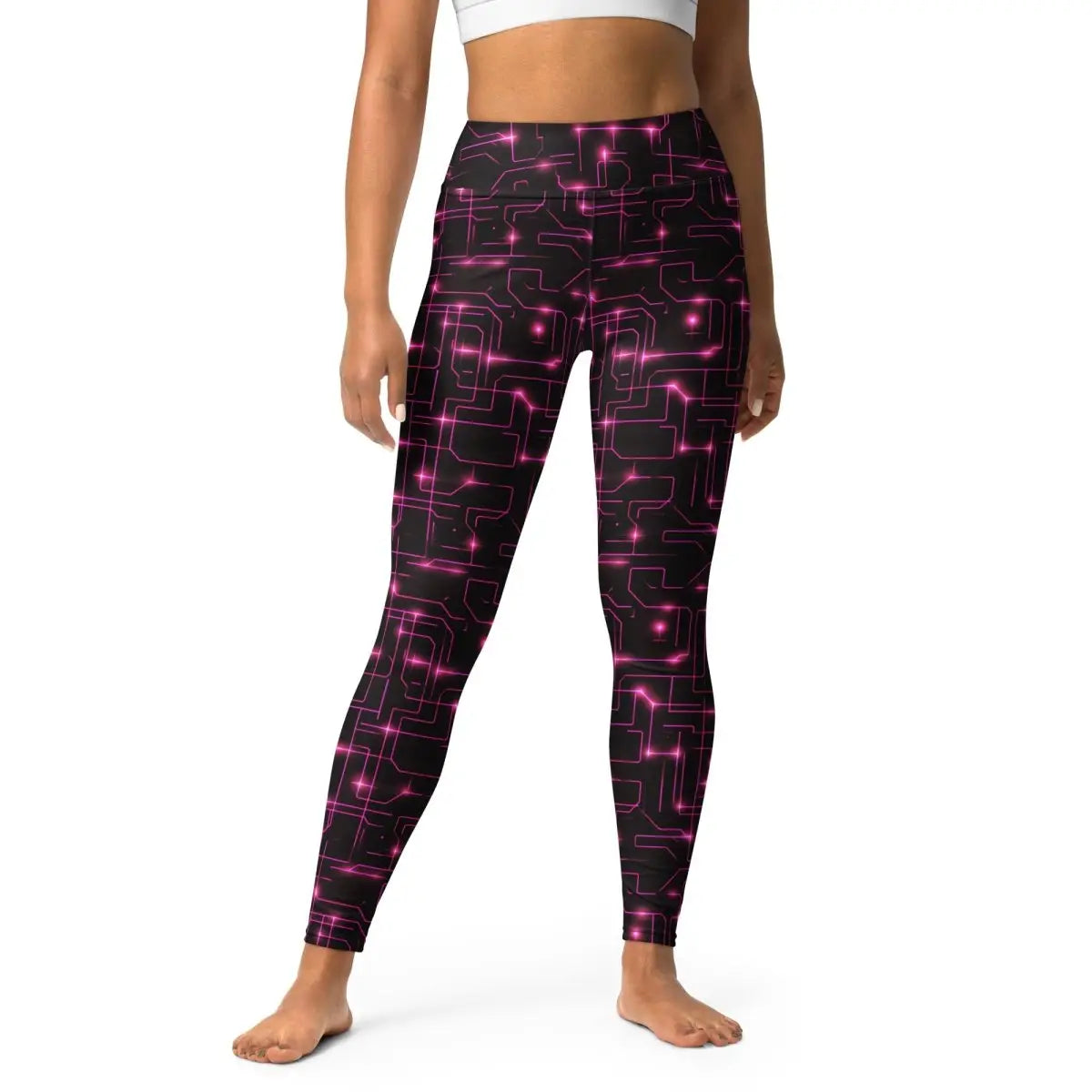 All-Over Print Pink Tron Yoga Leggings (women)