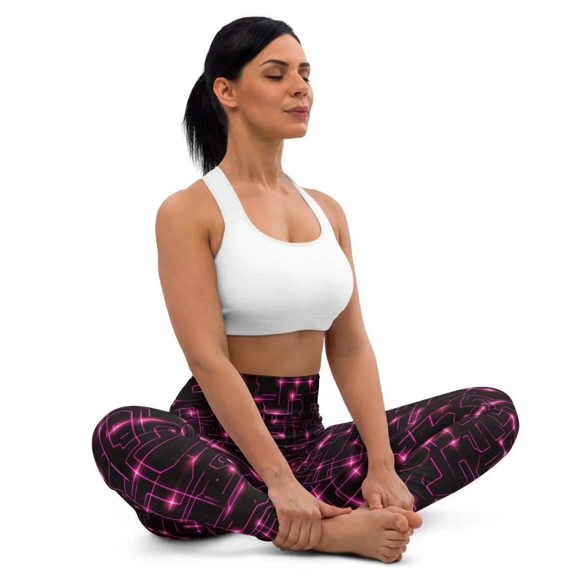 All-Over Print Pink Tron Yoga Leggings (women)