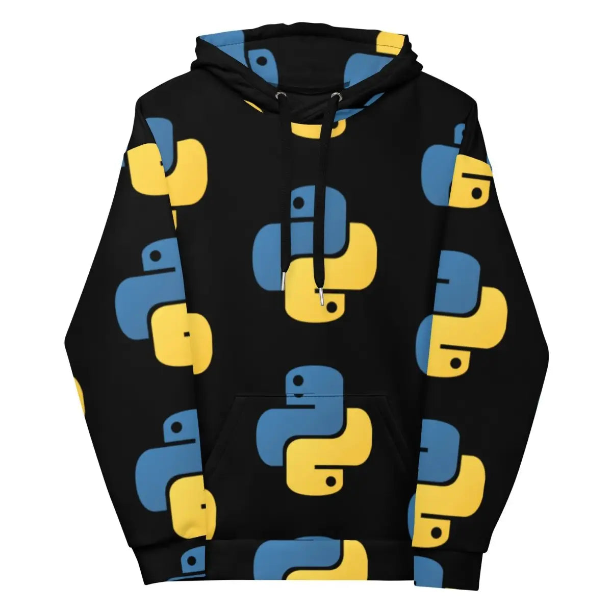 All-Over Print Python Icon Hoodie (unisex) - M / Black/Blue/Yellow