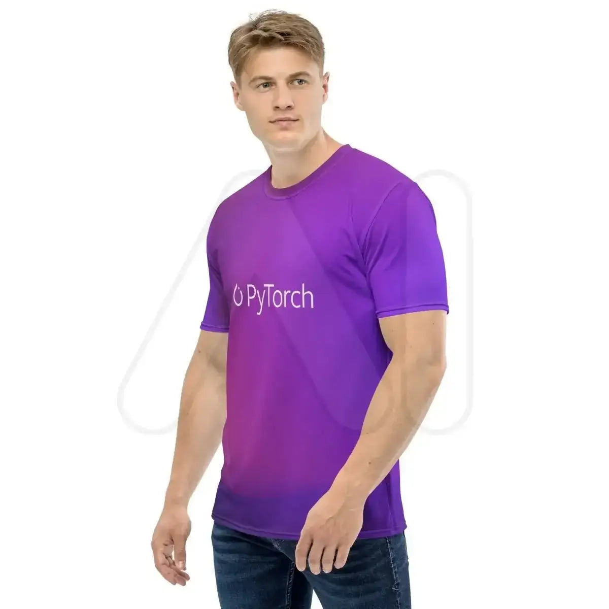 All-Over Print PyTorch White Logo T-Shirt (men)