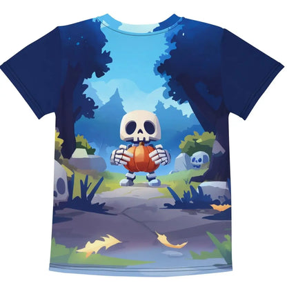 All-Over Print Skeleton with Pumpkin Halloween T-Shirt (children) 🎃