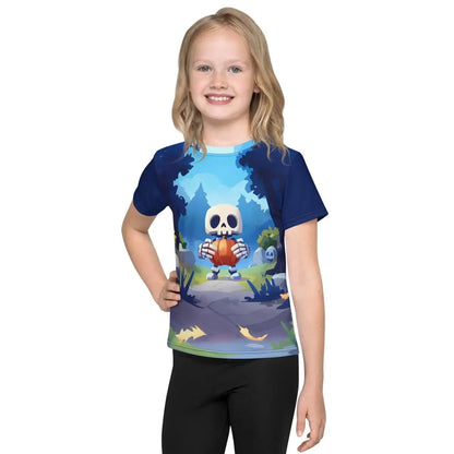 All-Over Print Skeleton with Pumpkin Halloween T-Shirt (children) 🎃