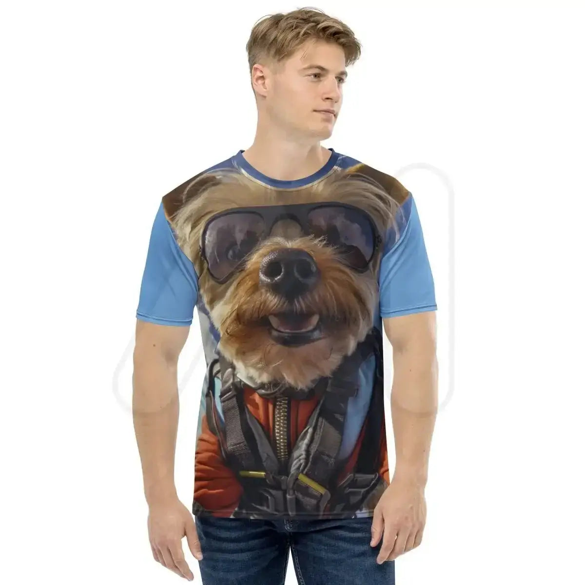 All-Over Print Skydiving Yorkshire Terrier Selfie T-Shirt 2 (men)