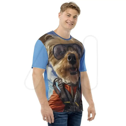 All-Over Print Skydiving Yorkshire Terrier Selfie T-Shirt 2 (men)