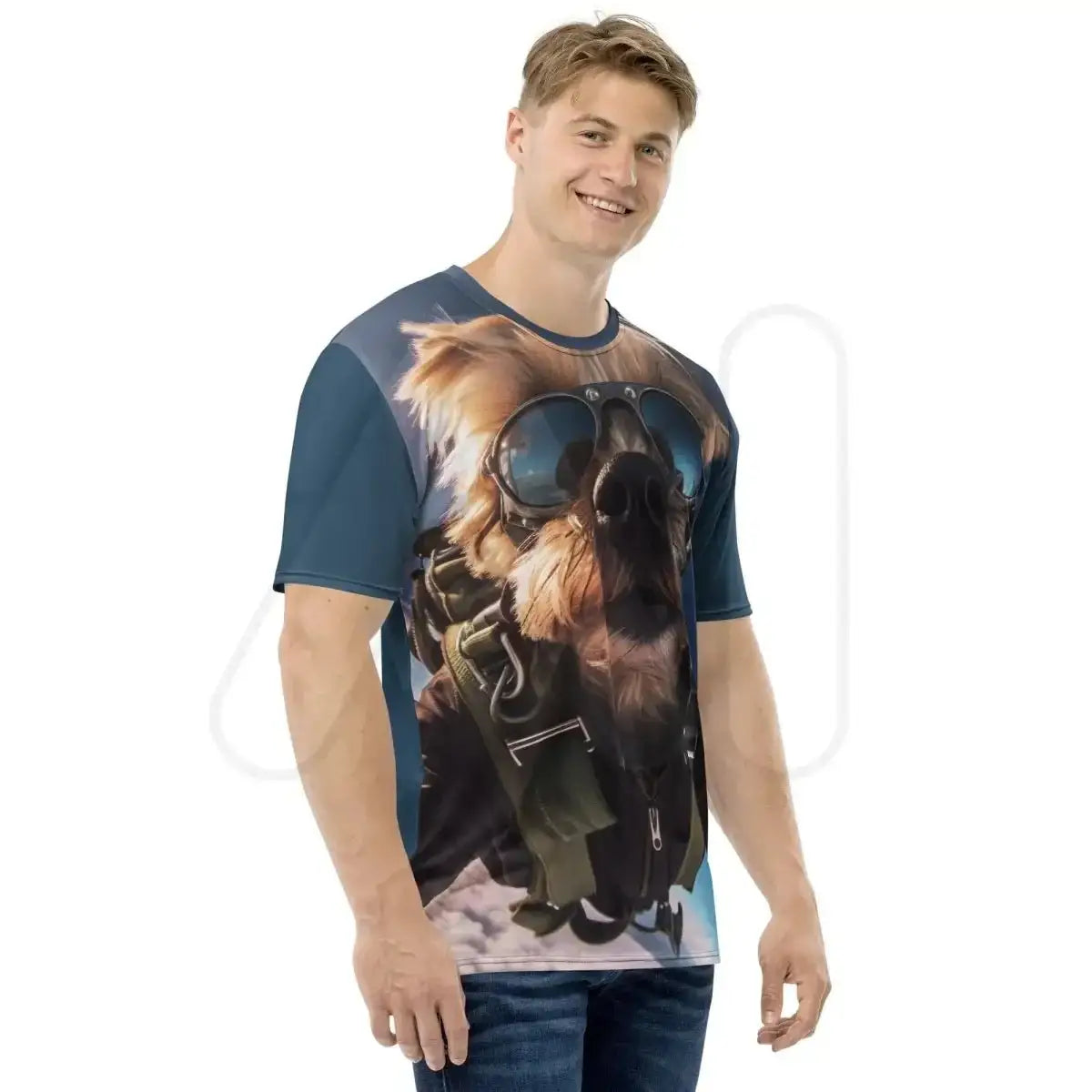 All-Over Print Skydiving Yorkshire Terrier Selfie T-Shirt (men)