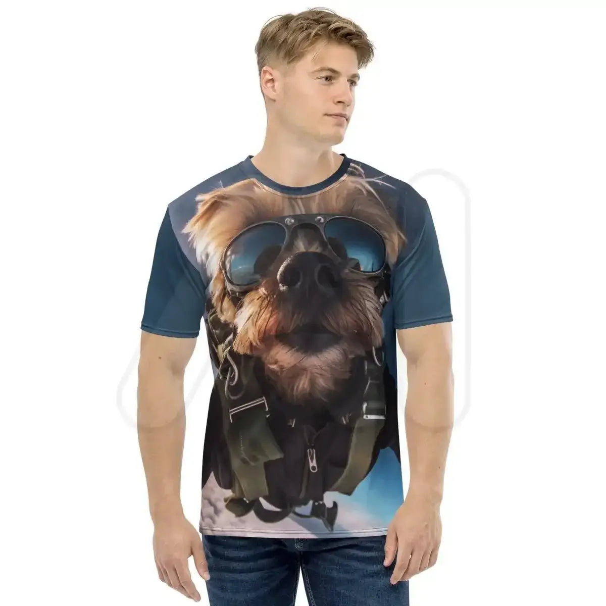 All-Over Print Skydiving Yorkshire Terrier Selfie T-Shirt (men)