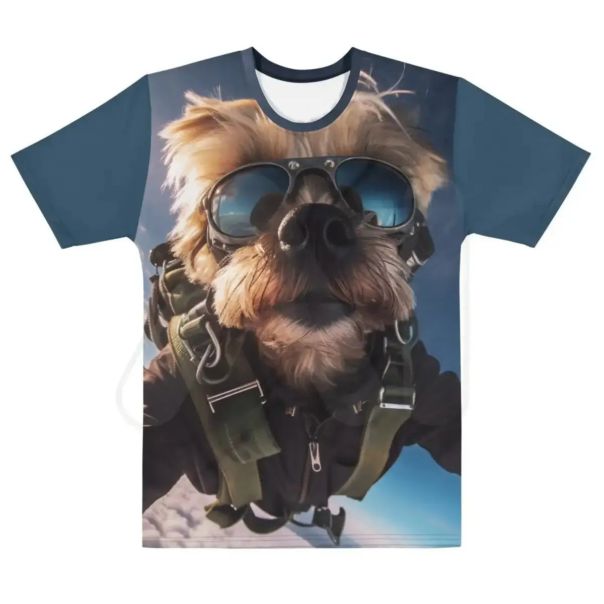 All-Over Print Skydiving Yorkshire Terrier Selfie T-Shirt (men) - M / Blue/Black/Brown