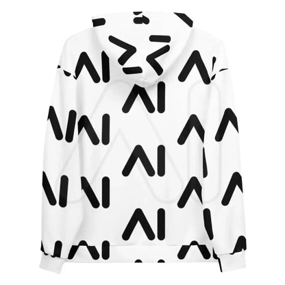 All-Over Print White AI Logo Hoodie (unisex)