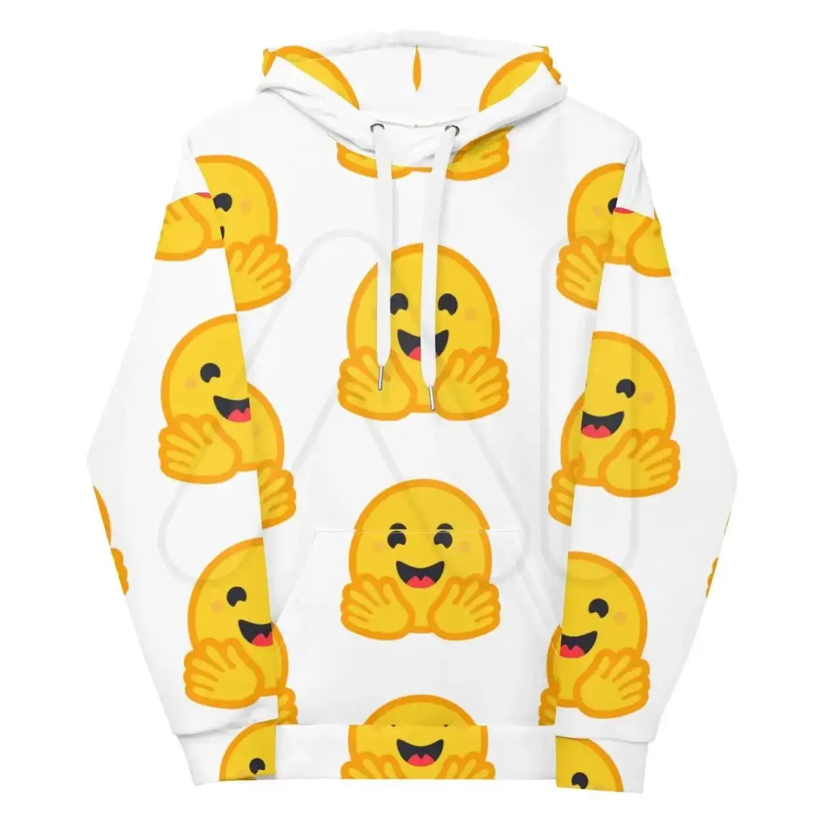 All-Over Print White Hugging Face Icon Hoodie (unisex) - M