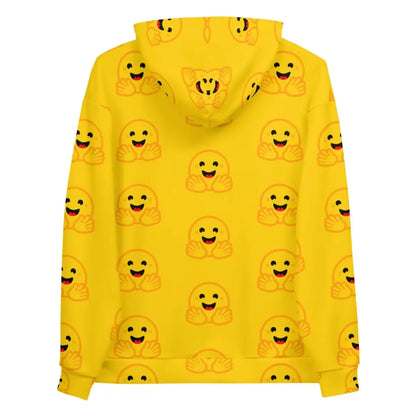 All-Over Print Yellow Hugging Face Icons Hoodie (unisex)