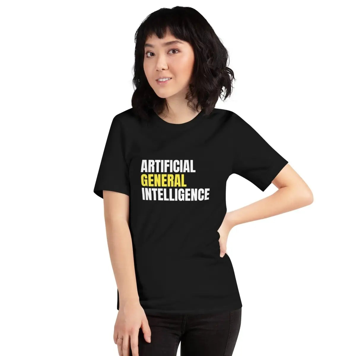 Artificial General Intelligence Stacked (Yellow) T-Shirt (unisex)