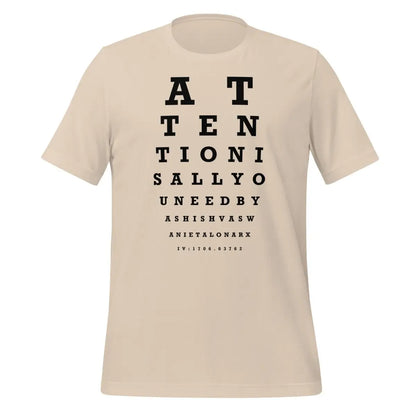 Attention Is All You Need Eye Sight Test T-Shirt (unisex) - Soft Cream / M