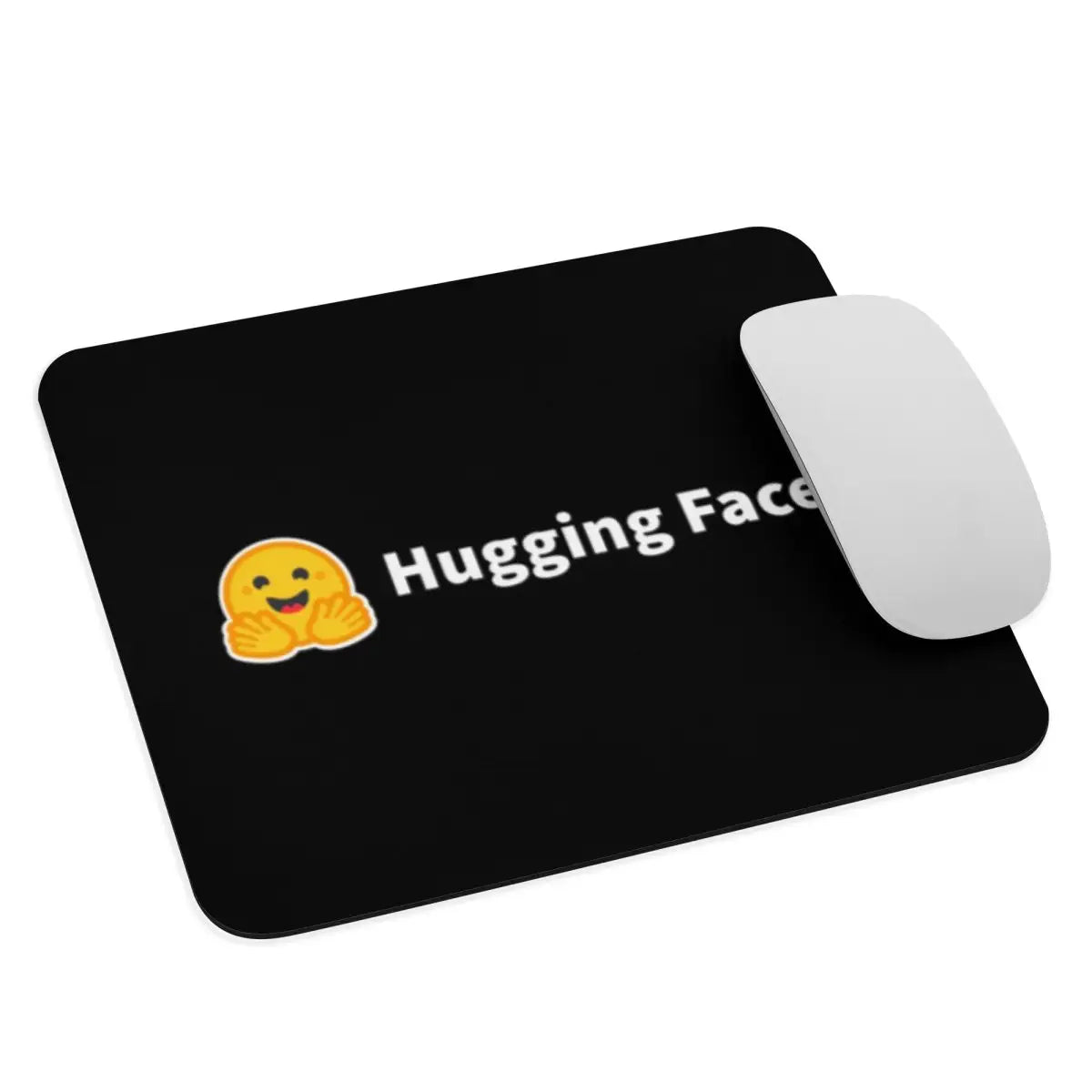 Black Hugging Face Logo Mouse Pad