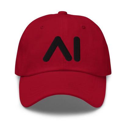 AI Black Logo Embroidered Cap - Cranberry - AI Store