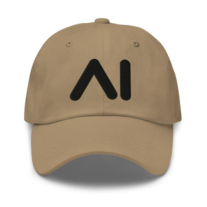 AI Black Logo Embroidered Cap - Khaki - AI Store