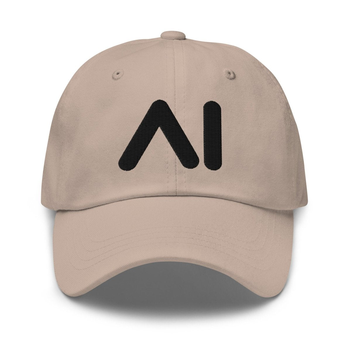 AI Black Logo Embroidered Cap - Stone - AI Store