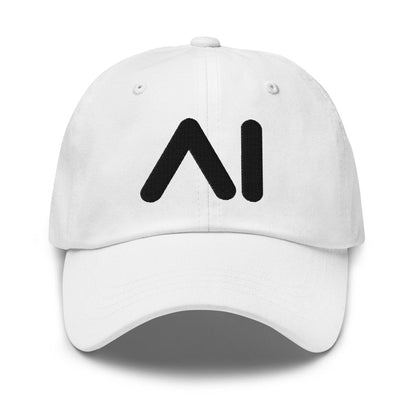 AI Black Logo Embroidered Cap - White - AI Store