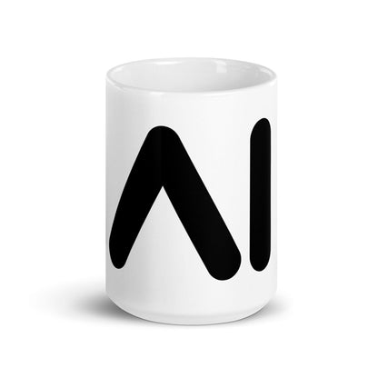 AI Black Logo on White Glossy Mug - 15 oz - AI Store