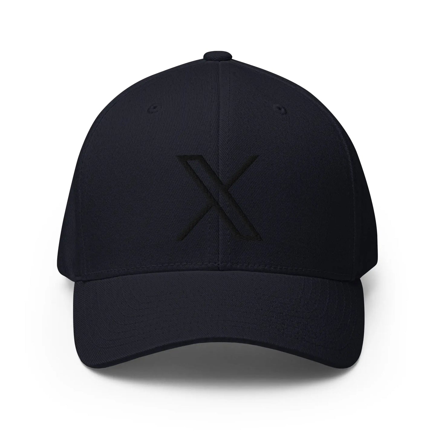 Black 𝕏 Embroidered Closed-Back Baseball Cap - Dark Navy / S/M