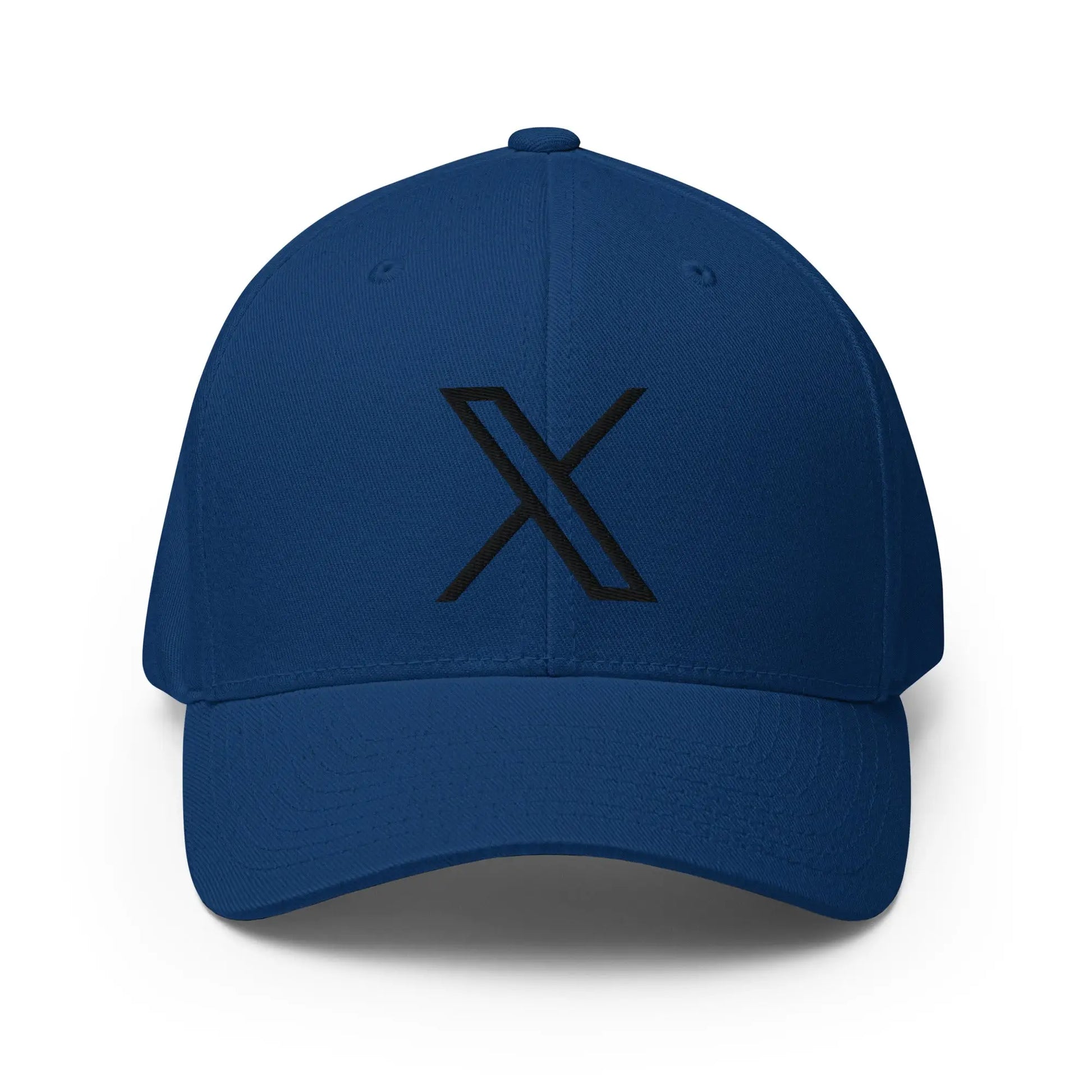 Black 𝕏 Embroidered Closed-Back Baseball Cap - Royal Blue / S/M