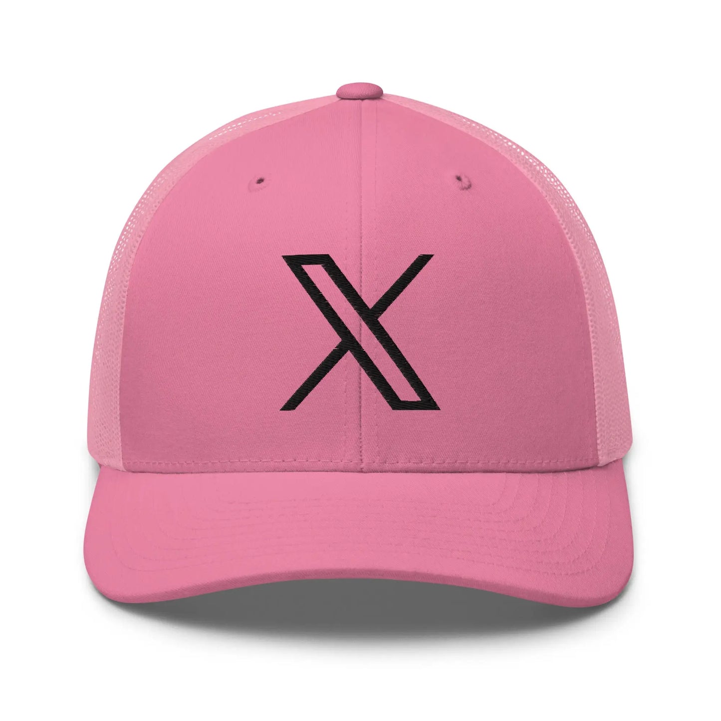 Black 𝕏 Embroidered Trucker Cap - Pink