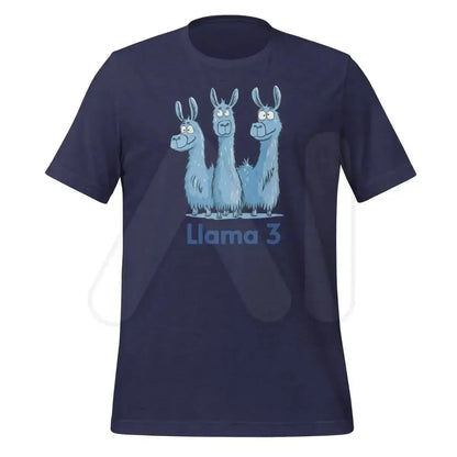 Blue Llama 3 Llamas T-Shirt (unisex) - Heather Midnight Navy / M