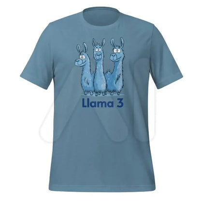 Blue Llama 3 Llamas T-Shirt (unisex) - Steel Blue / M