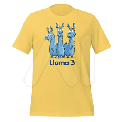 Blue Llama 3 Llamas T-Shirt (unisex) - Yellow / M