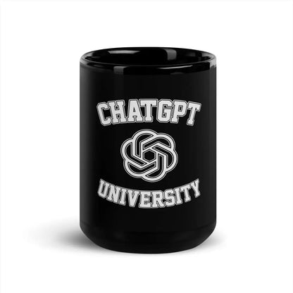 ChatGPT University Black Glossy Mug - 15 oz