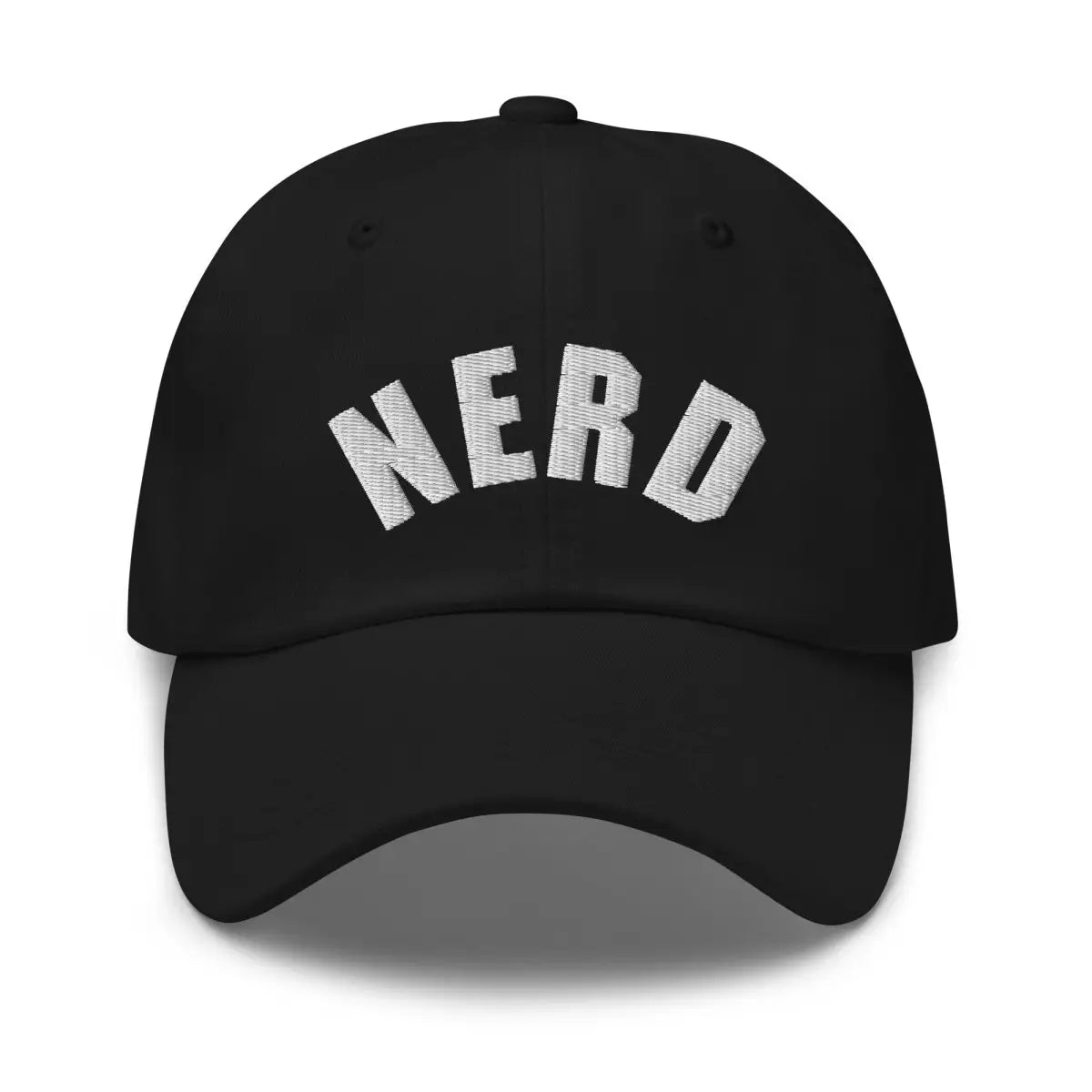 Curved Nerd Sign Embroidered Cap - Black