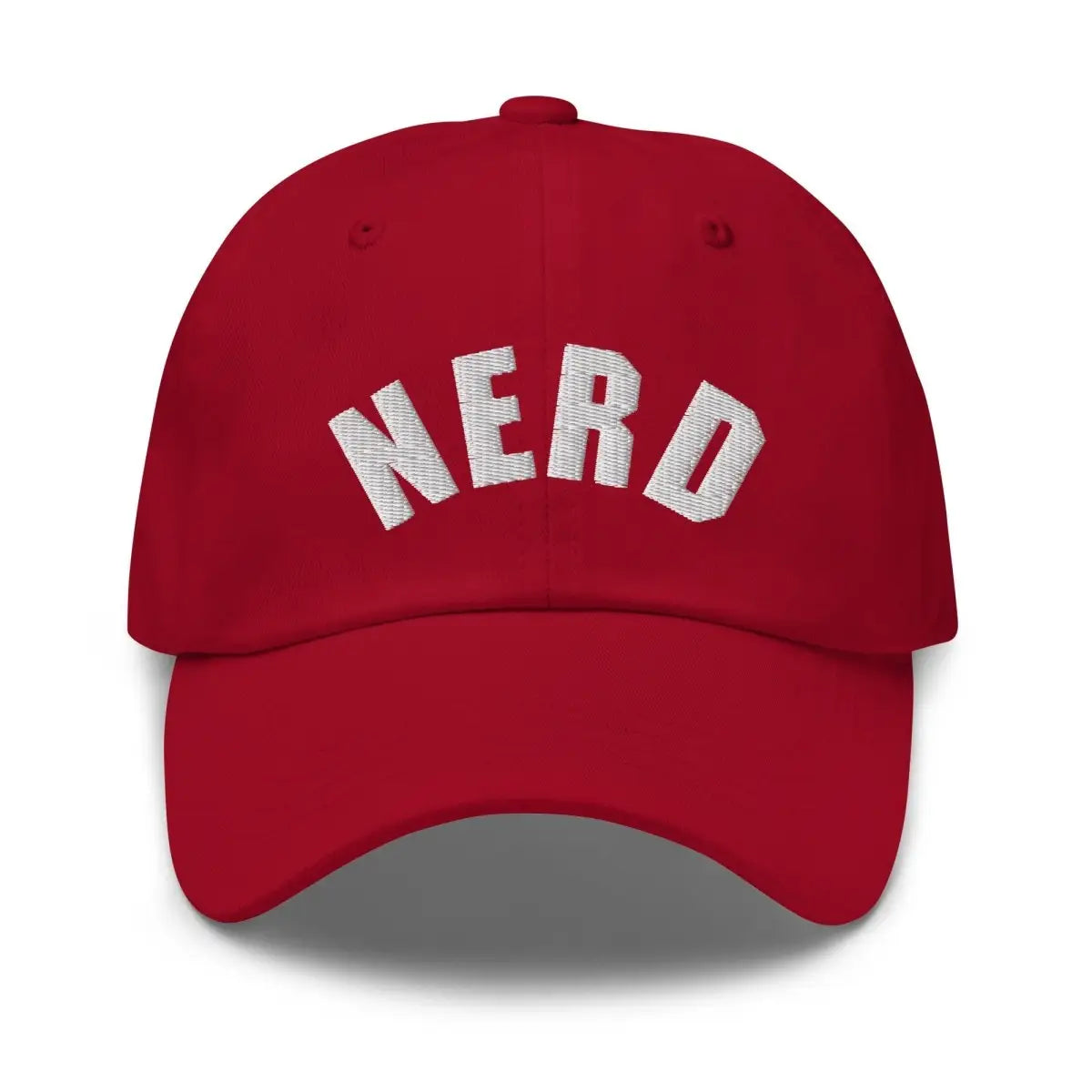 Curved Nerd Sign Embroidered Cap - Cranberry