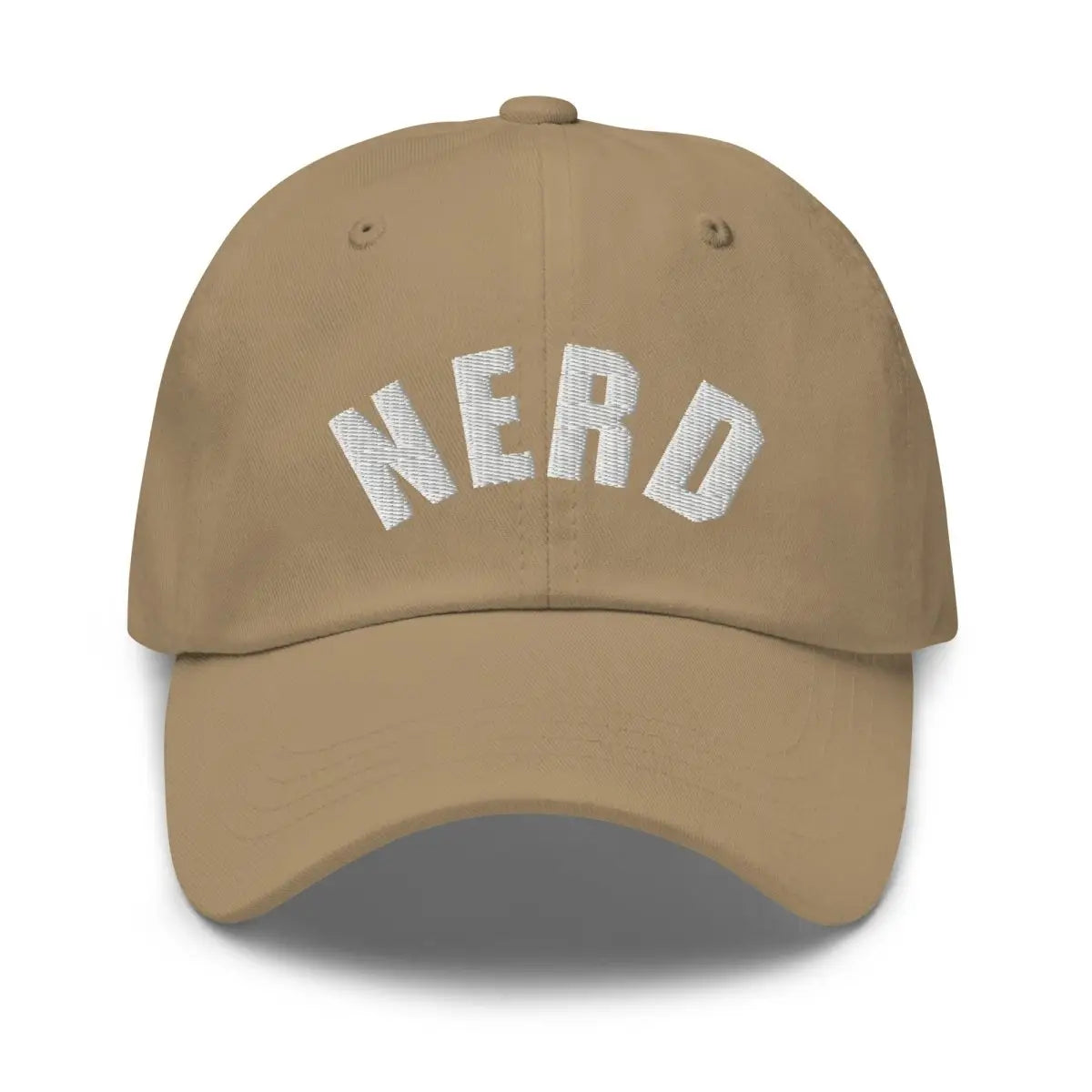 Curved Nerd Sign Embroidered Cap - Khaki