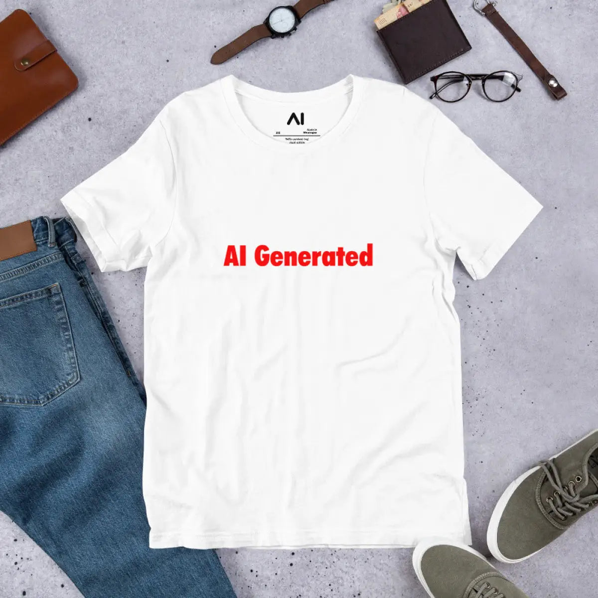 AI Generated in Red T-Shirt (unisex)