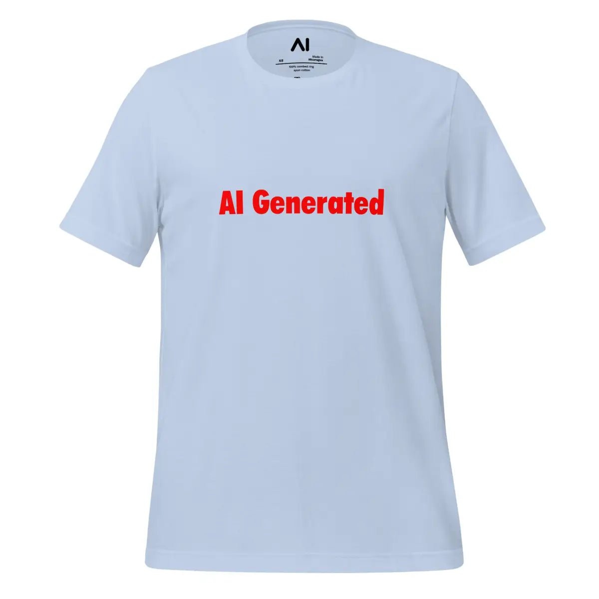 The Ai Generated in Red T-shirt (unisex) Baby Blue / m.