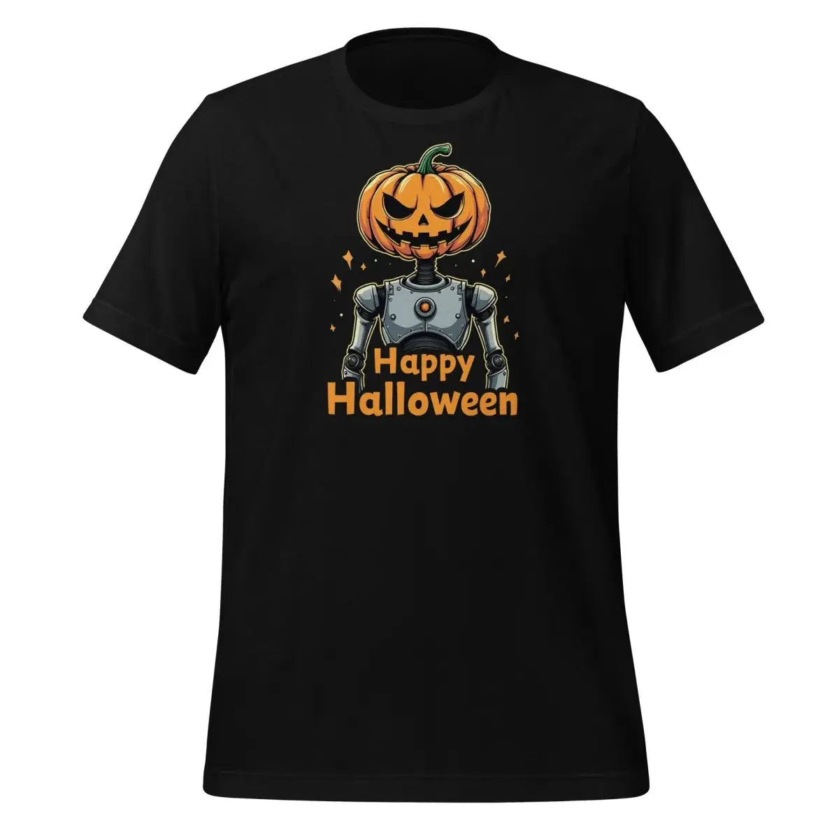 Happy Halloween Robot with Pumpkin Head T-Shirt 3 (unisex) 🎃 - Black / M