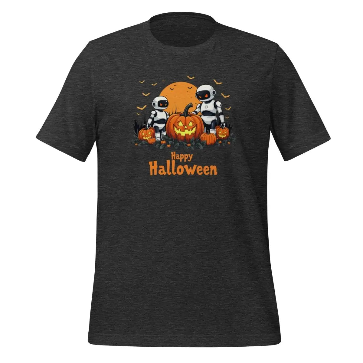 Happy Halloween Robots T-Shirt 3 (unisex) 🎃 - Dark Grey Heather / M