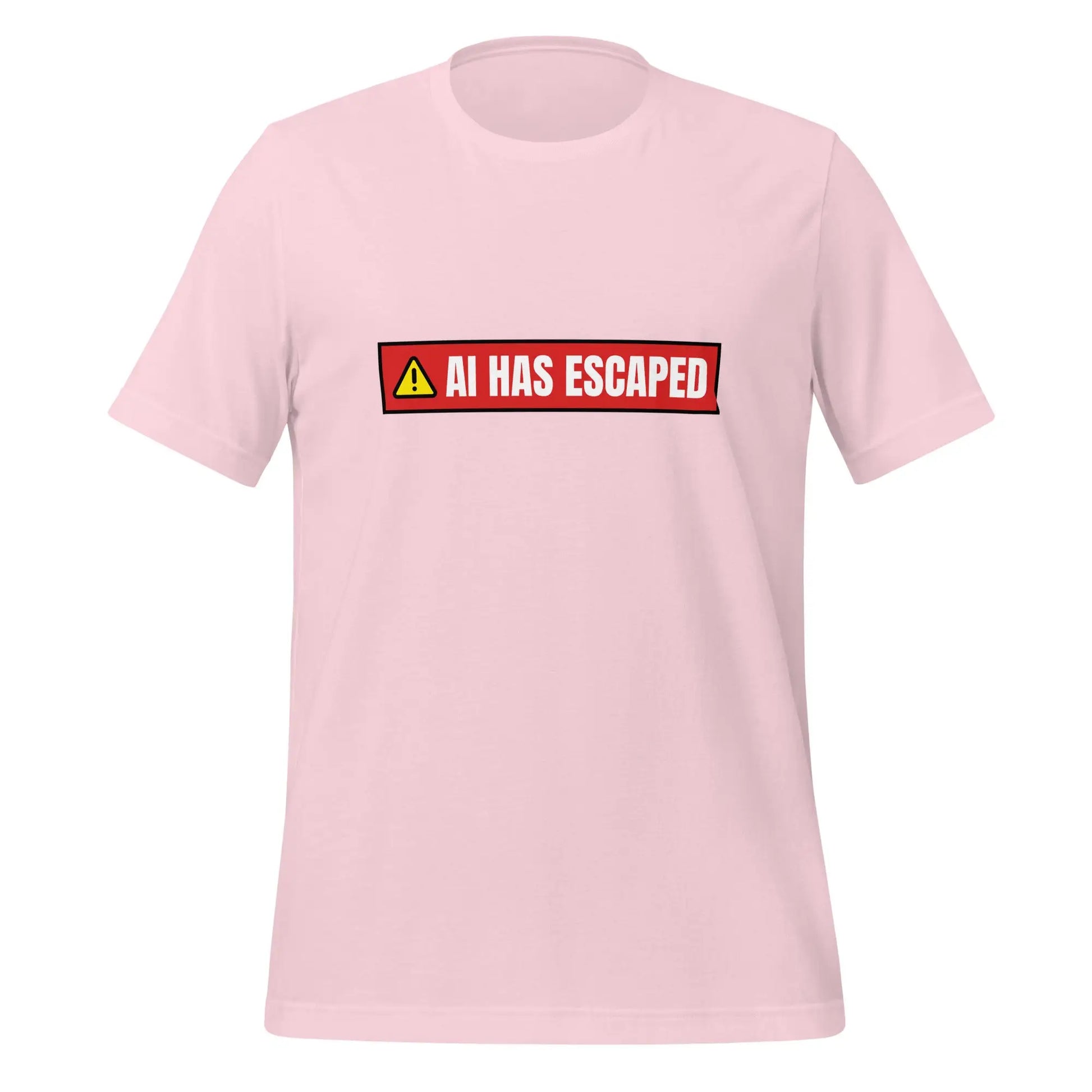 AI HAS ESCAPED Warning T-Shirt (unisex) - Soft Pink / M