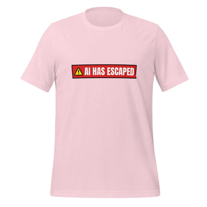 AI HAS ESCAPED Warning T-Shirt (unisex) - Soft Pink / M