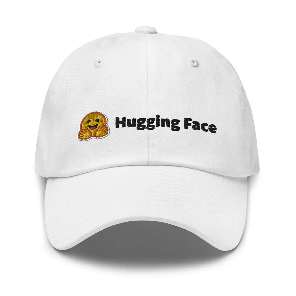 Hugging Face Black Logo Embroidered Cap - White