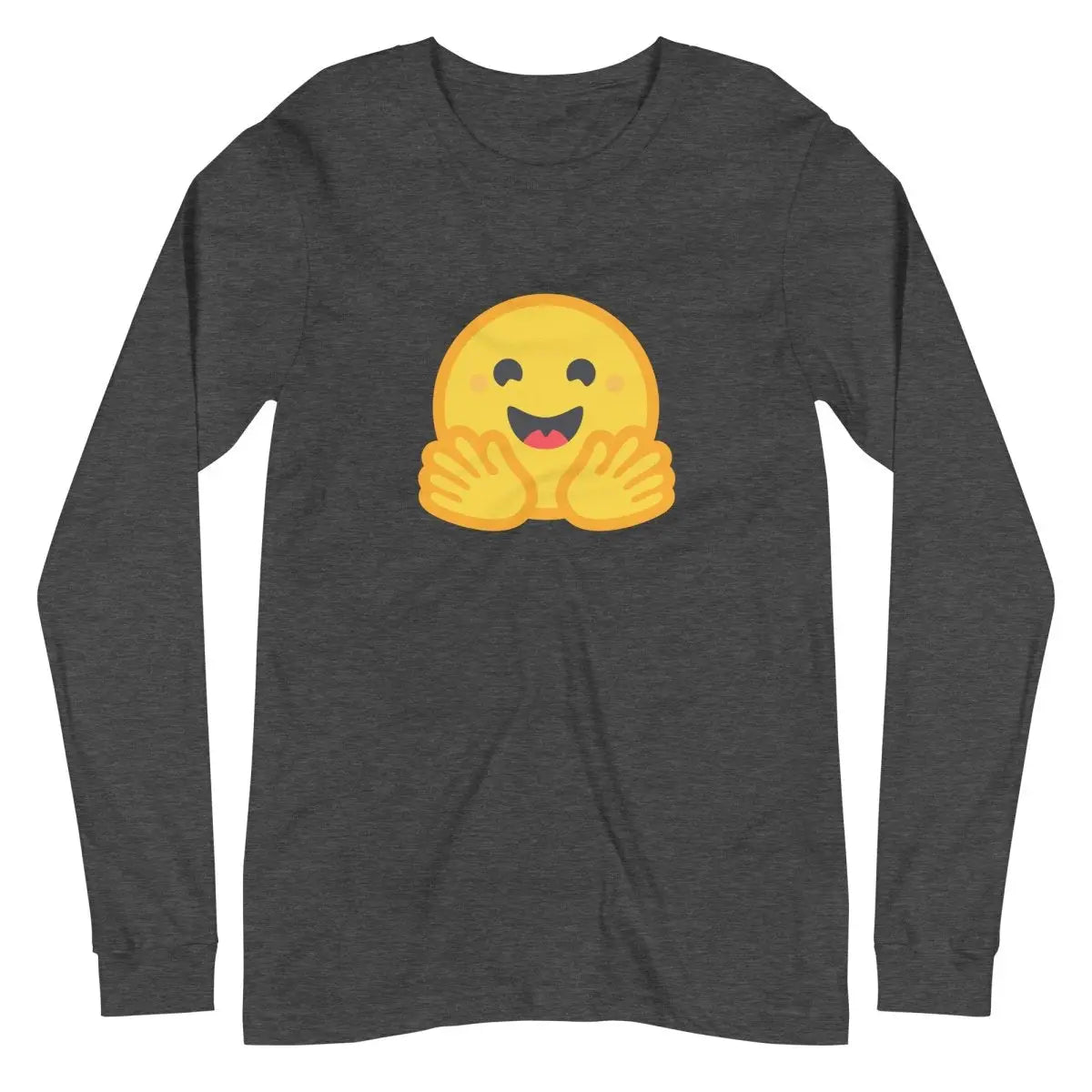 Hugging Face Icon Long Sleeve T-Shirt (unisex) - Dark Grey Heather / M