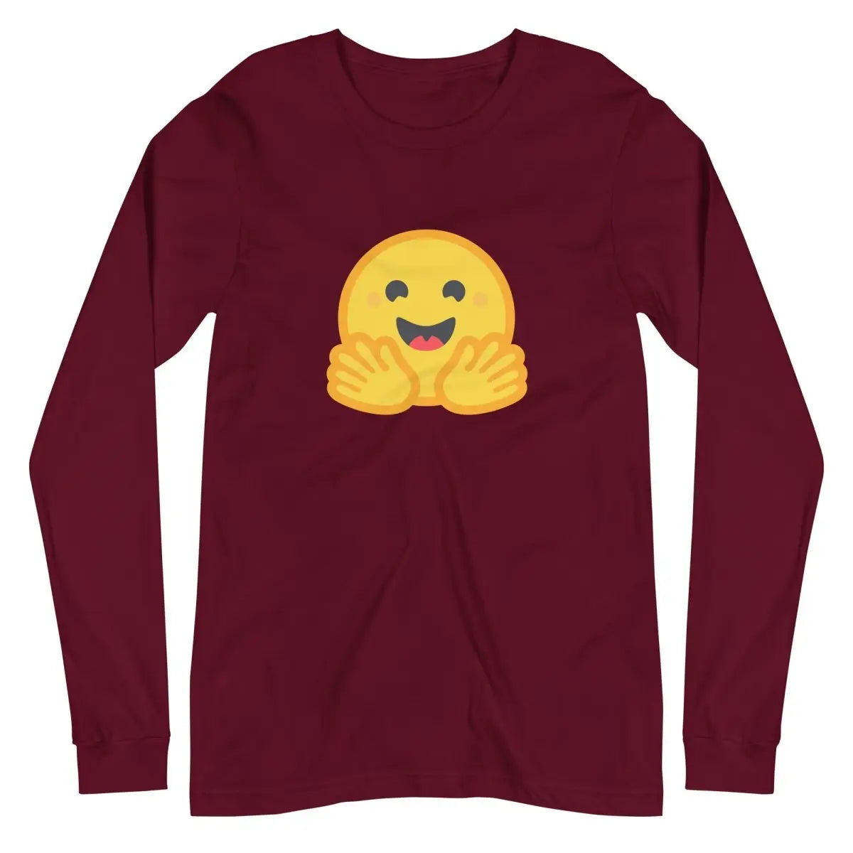 Hugging Face Icon Long Sleeve T-Shirt (unisex) - Maroon / M