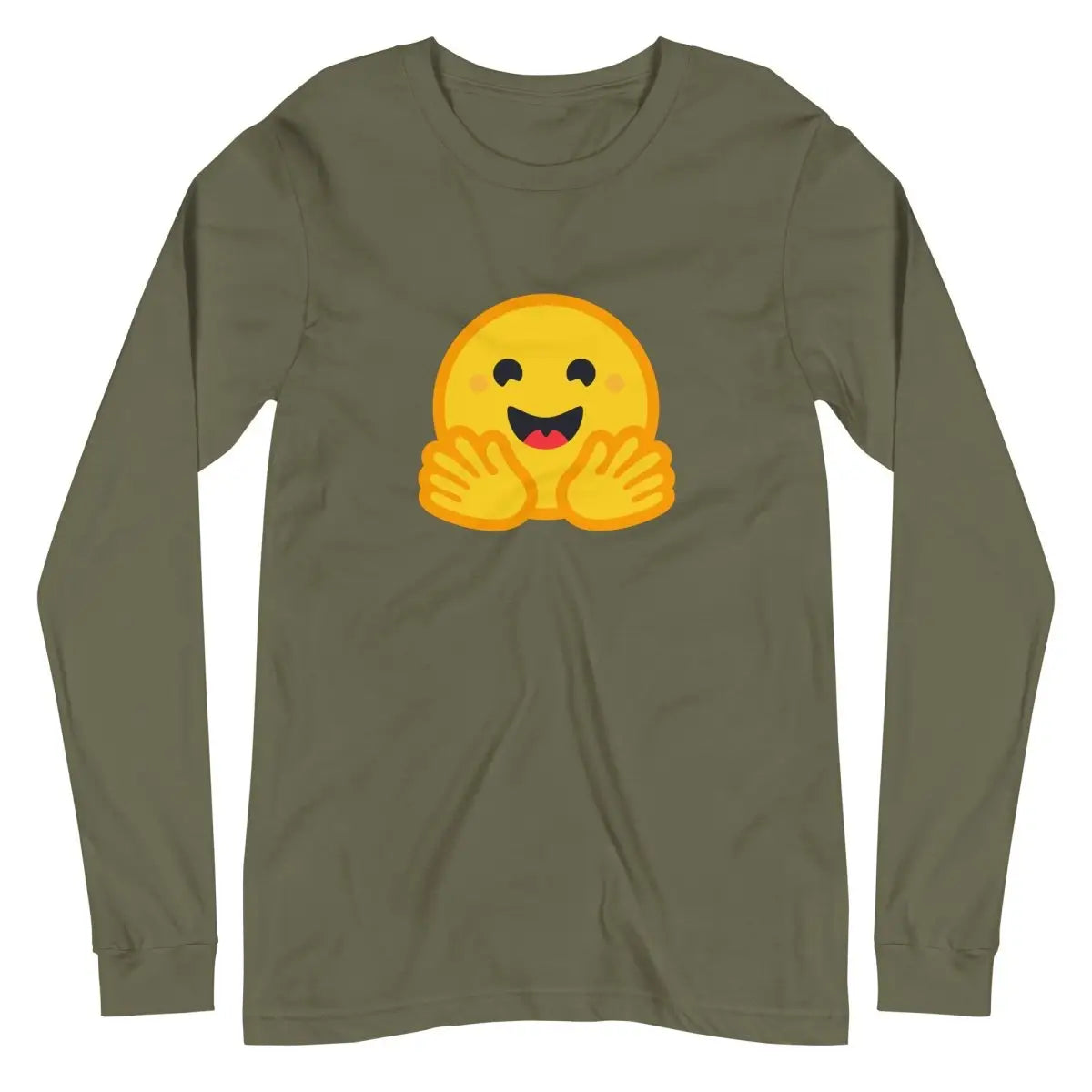 Hugging Face Icon Long Sleeve T-Shirt (unisex) - Military Green / M