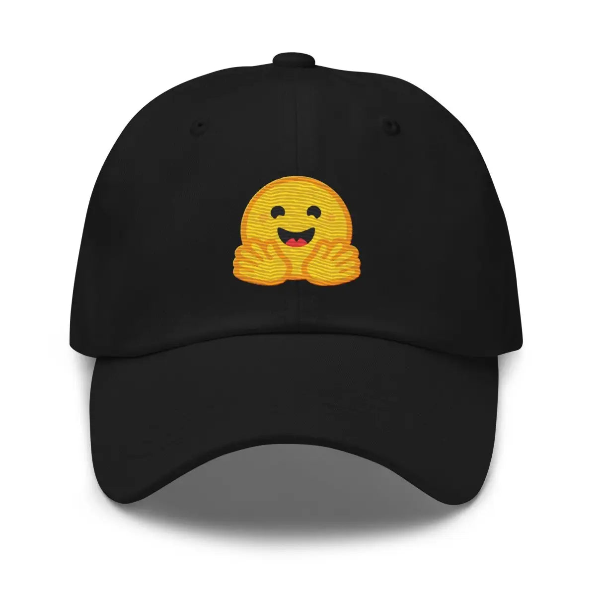 Hugging Face Icon True-Color Embroidered Cap - Black