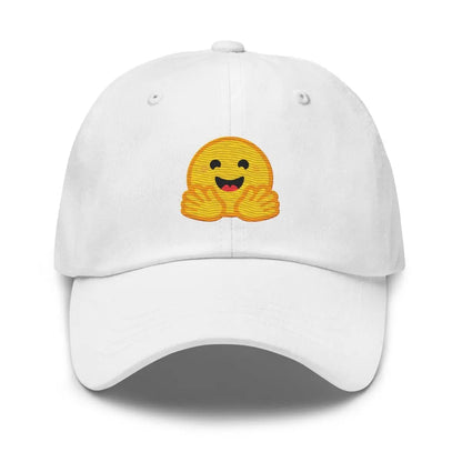 Hugging Face Icon True-Color Embroidered Cap - White