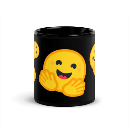 Hugging Face Icons on Black Glossy Mug - 11 oz