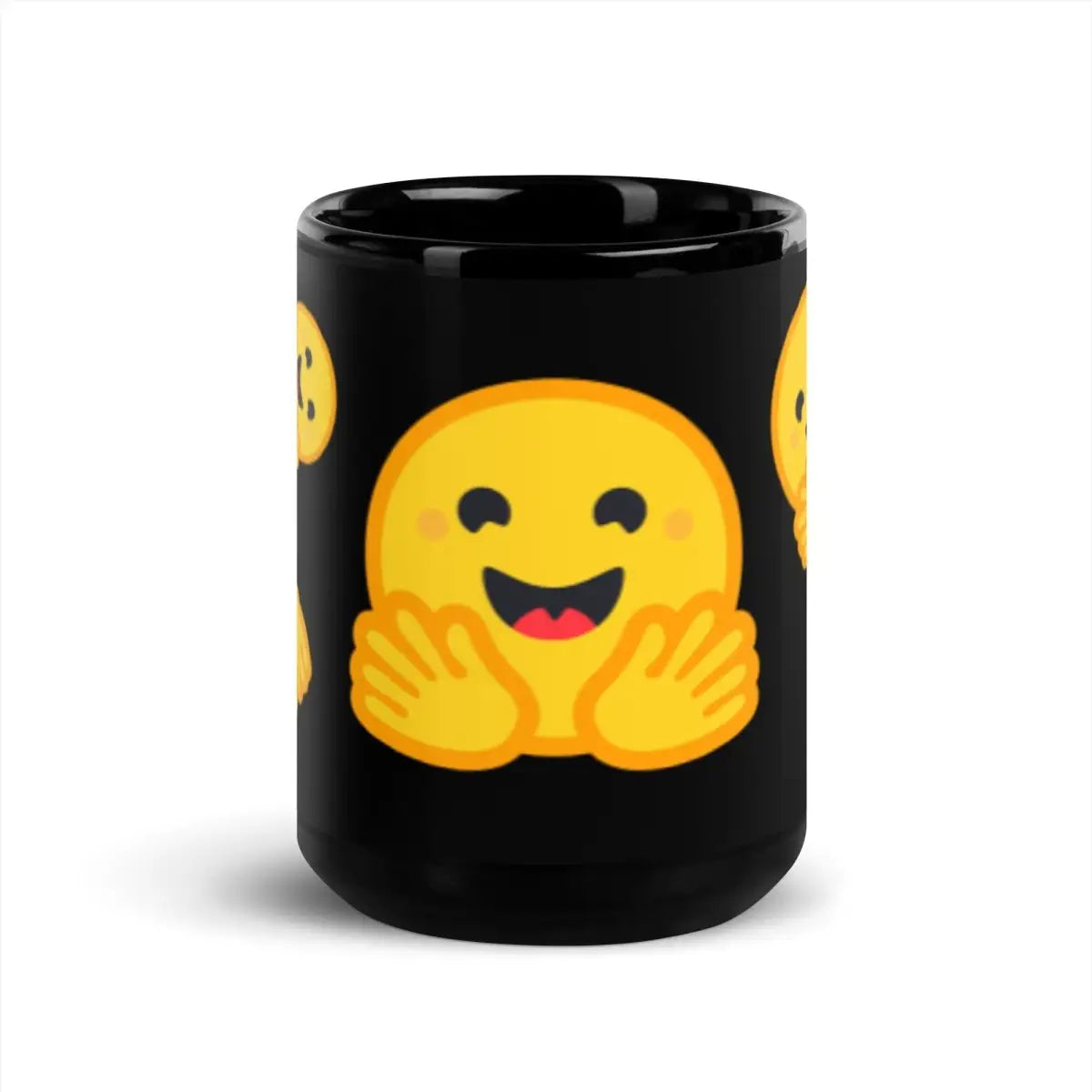 Hugging Face Icons on Black Glossy Mug - 15 oz