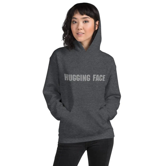 Hugging Face in Gray Hoodie (unisex)