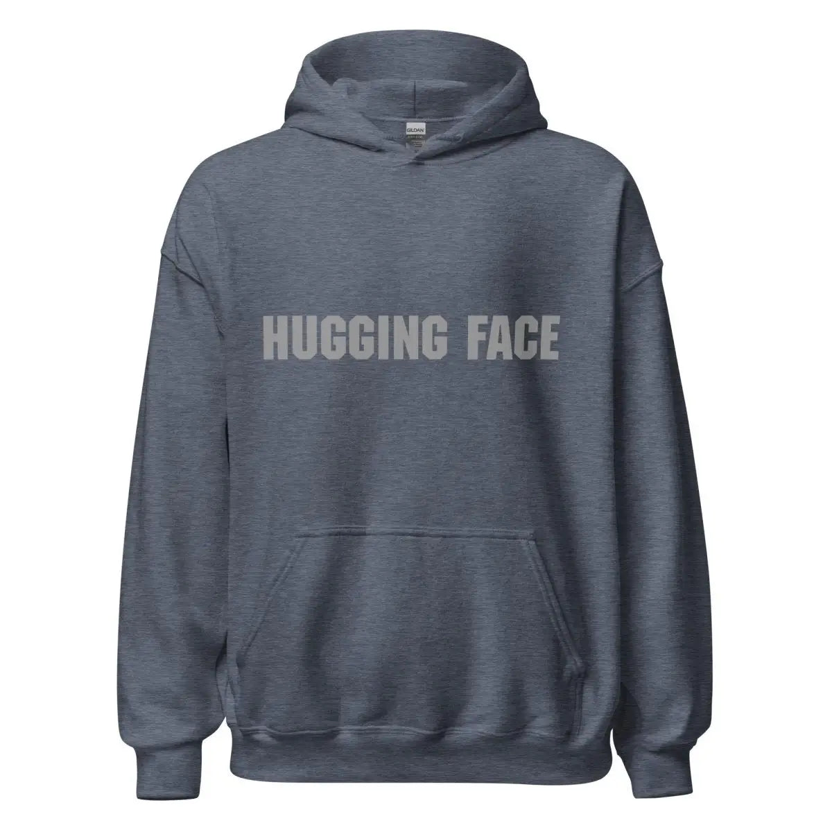 Hugging Face in Gray Hoodie (unisex) - Heather Sport Dark Navy / M