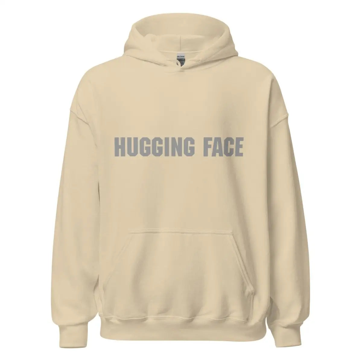 Hugging Face in Gray Hoodie (unisex) - Sand / M